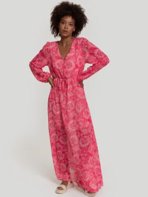 Robe longue en mousseline pink