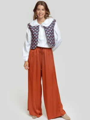 Pantalon large brique